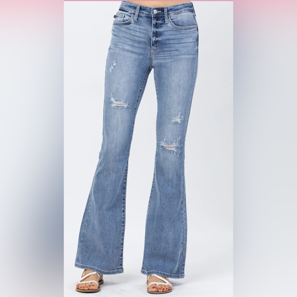 Judy Blue High Waist Destroyed Flare Denim 82377